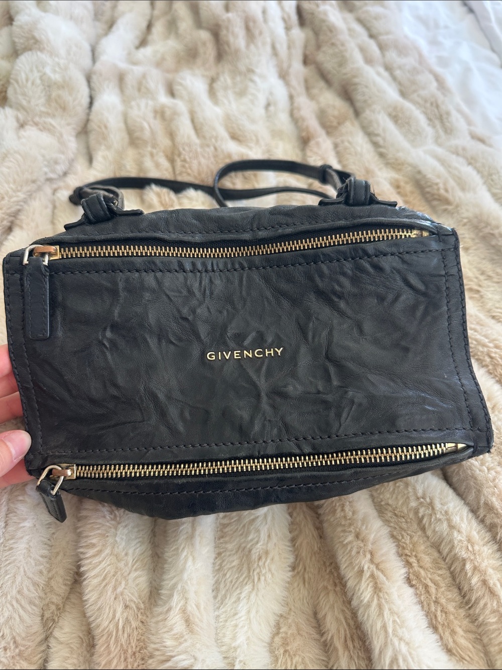 Givenchy Black Leather Crossbody Bag with Gold Hardware